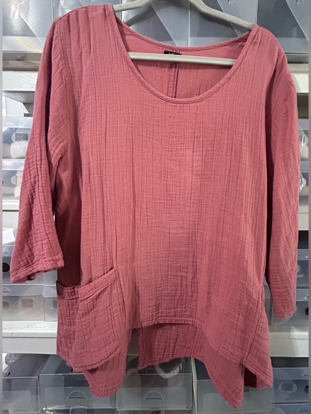 Tulip Women's Relaxed Scoop Neck Tunic Top in Dusty Rose